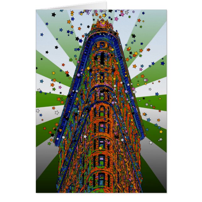 Toppen av Flatiron-Byggnaden - Grönt och vita ruto Hälsningskort (Framsidan)