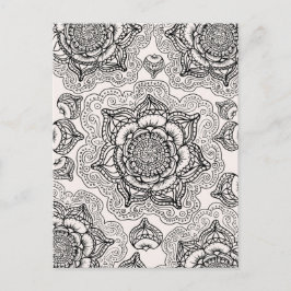 Toppen Black and White Mandala Mönster Vykort