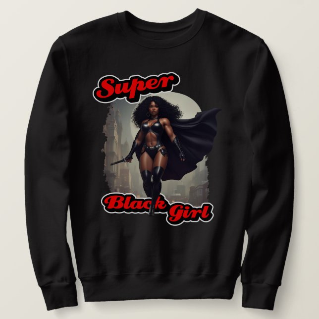 TOPPEN BLACK GIRL Action Hero Lång Ärmad Tröja (Design framsida)
