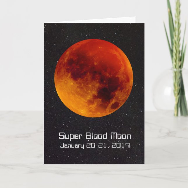 Toppen Blood Måne Eclipse 2019 Helgkort (Framsida)