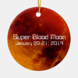 Toppen Blood Måne Eclipse 2019 Julgransprydnad Keramik