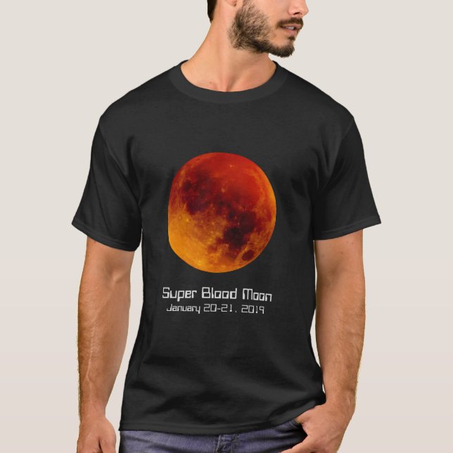 Toppen Blood Måne Eclipse 2019 T Shirt (Framsida)