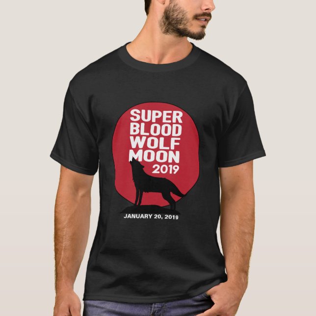 Toppen Blood Varg Måne Lunar Eclipse 2019 T Shirt (Framsida)