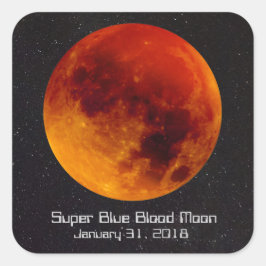 Toppen Blue Blood Måne 2018 Fyrkantigt Klistermärke