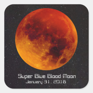 Toppen Blue Blood Måne 2018 Fyrkantigt Klistermärke