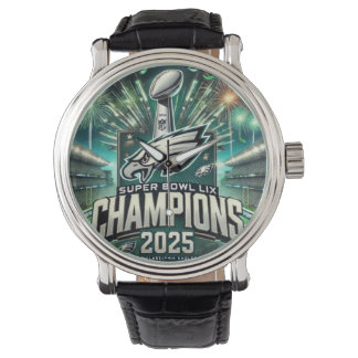 TOPPEN BOWL LIX CHAMPIONSHIP BLACK LEATHER WATCH ARMBANDSUR
