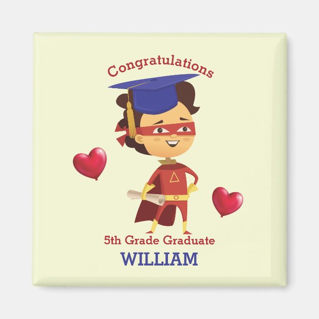 Toppen Boy Gratulerar 5th klass Magnet (Framsidan)