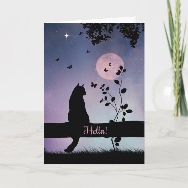 Toppen Cat & Butterfly Hej Hur är ditt kort? Kort (Framsida)