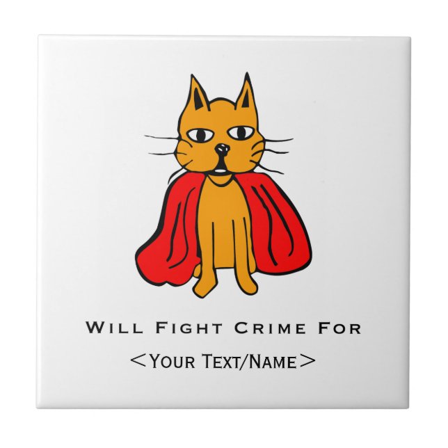 Toppen Cat Fight Crime for<Your Text/Name> Kakelplatta (Framsidan)