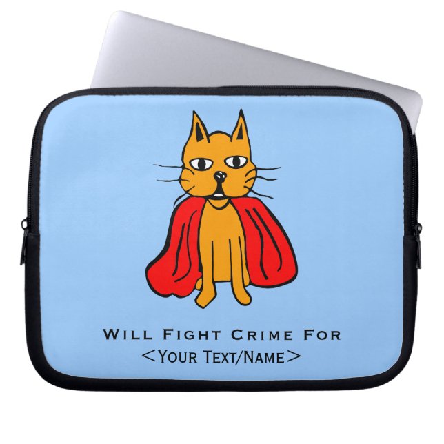 Toppen Cat Fight Crime for<Your Text/Name> Laptop Sleeve (Framsidan)