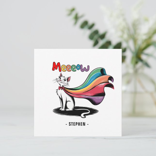Toppen Cat Meeow - Pride av regnbåge - Katt av (Stående Fram)