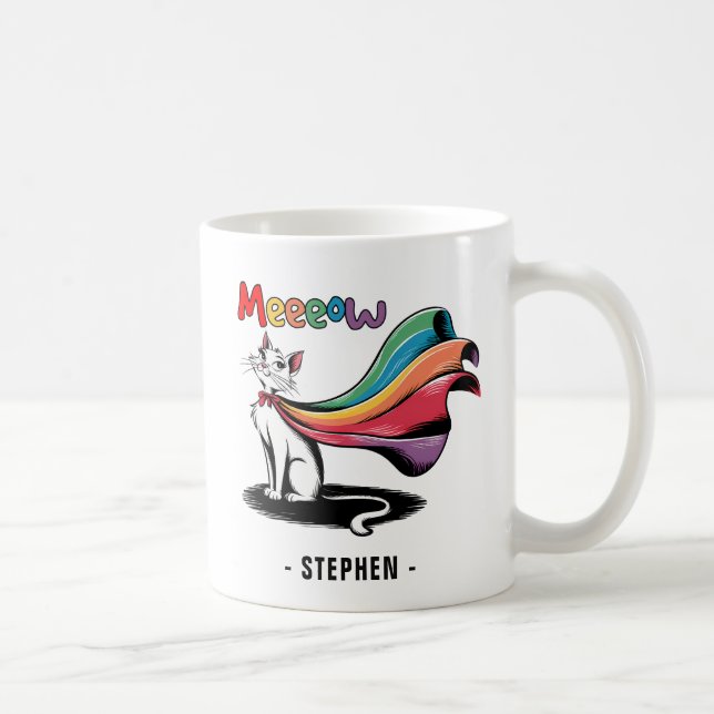 Toppen Cat Meeow - Pride av regnbåge - Katt av Kaffemugg (Höger)
