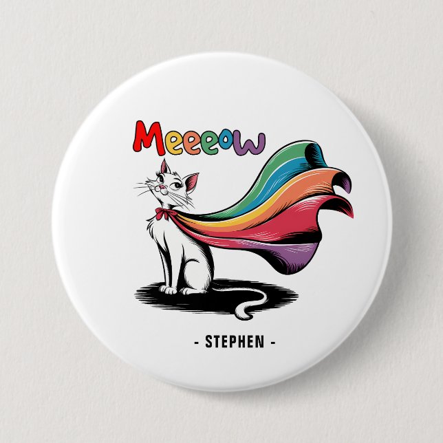Toppen Cat Meeow - Pride av regnbåge - Katt av Knapp (Framsida)