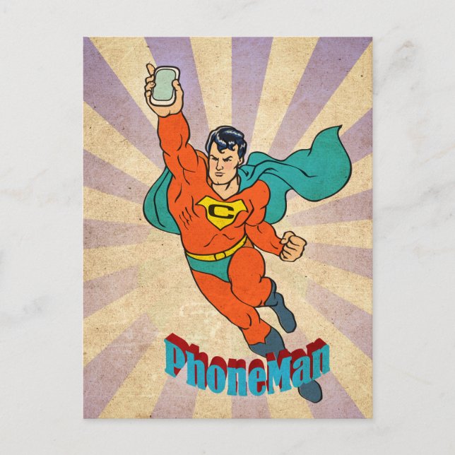 Toppen Cell Mobil Man Vykort (Framsida)