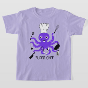 Toppen Chef Lila Octopus med kokta gadgets T Shirt