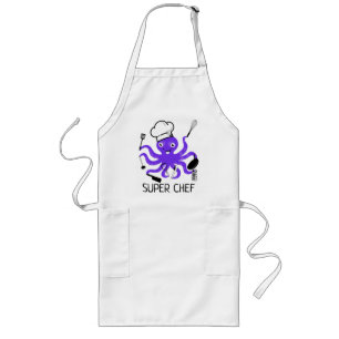 Toppen Chef Lila Octopus Personalize Long Apron Långt Förkläde