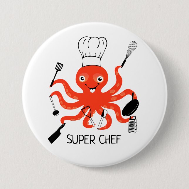 Toppen Chef Orange Octopus med köksgadgets Knapp (Framsida)