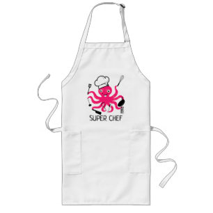 Toppen Chef Rosa Octopus Personalize Long Apron Långt Förkläde
