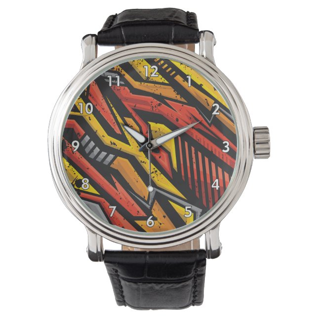 Toppen Colorful Grunge Mönster Armbandsur (Framsida)