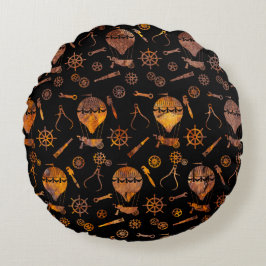Toppen Colorful Rust Steampunk Balloon Theme Rund Kudde