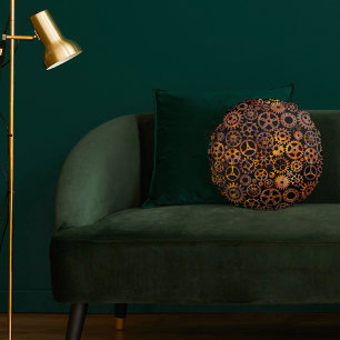 Toppen Colorful Rusty Gears Steampunk Rund Kudde