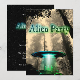 Toppen Coola Alien & UFO Party Inbjudan