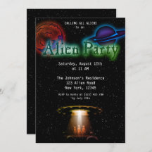 Toppen Coola Alien & UFO Party Inbjudan