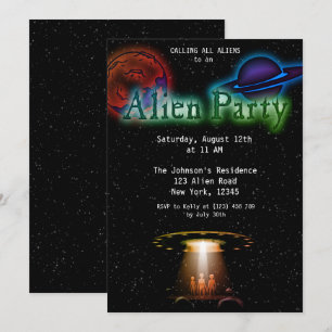 Toppen Coola Alien & UFO Party Inbjudan