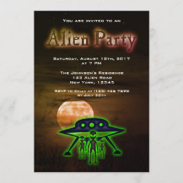 Toppen Coola Alien & UFO Party Inbjudan