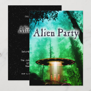 Toppen Coola Alien & UFO Party Inbjudan