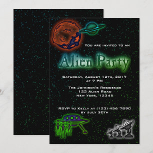 Toppen Coola Alien & UFO Party Inbjudan