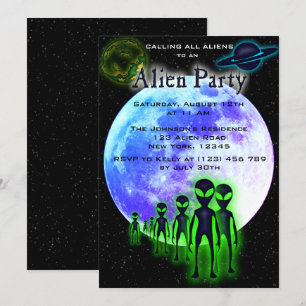 Toppen Coola Alien & UFO Party Inbjudan