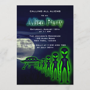 Toppen Coola Alien & UFO Party Inbjudan