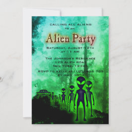Toppen Coola Alien & UFO Party Inbjudan