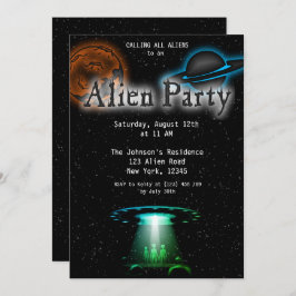 Toppen Coola Alien & UFO Party Inbjudan