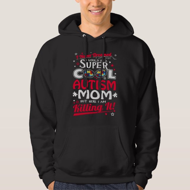 Toppen Coola Autism Mamma Hoodie (Framsida)