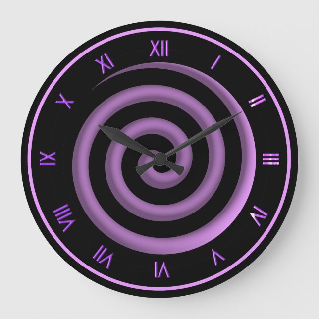Toppen Coola Black and Lavender Spiral Wall Clock Stor Klocka (Framsida)