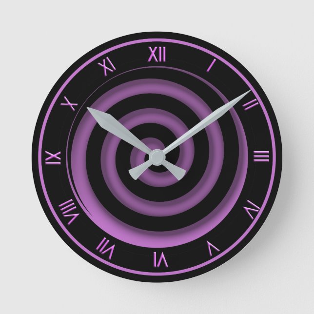 Toppen Coola Black and Orchid Spiral Wall Clock Rund Klocka (Framsida)
