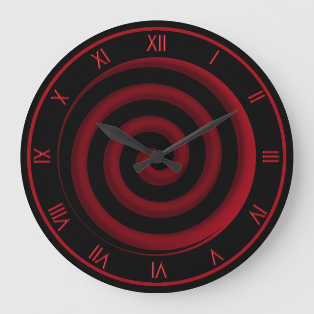 Toppen Coola Black and Red Spiral Wall Clock Stor Klocka (Framsida)