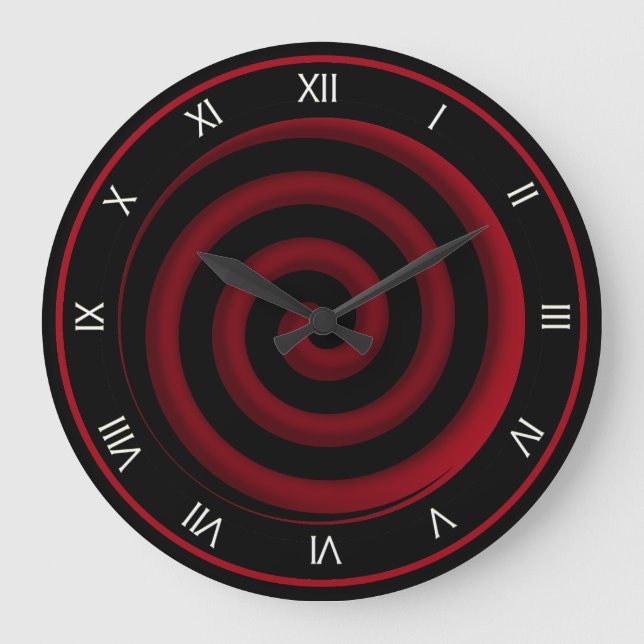 Toppen Coola Black and Red Spiral Wall Clock Stor Klocka (Framsida)
