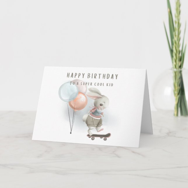Toppen Coola Kid Bunny Birthday Card Kort (Framsida)