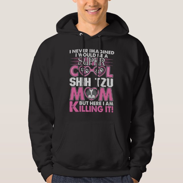 Toppen Coola Shih Tzu Mamma Hoodie (Framsida)