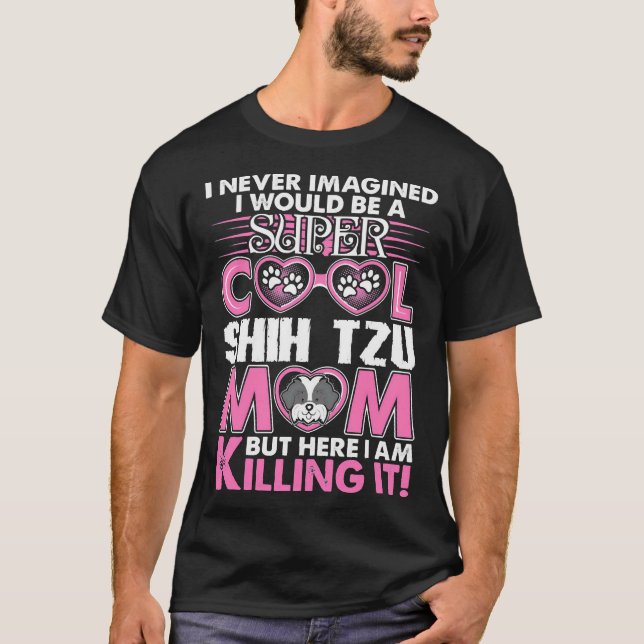 Toppen Coola Shih Tzu Mamma T Shirt (Framsida)