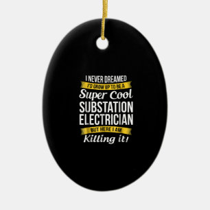 Toppen Coola Substation Electrician Funny Gift Julgransprydnad Keramik