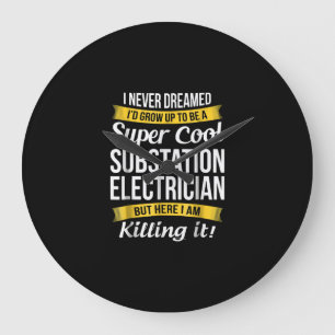 Toppen Coola Substation Electrician Funny Gift Stor Klocka