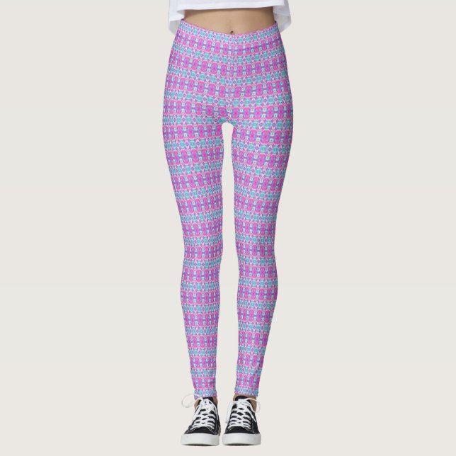 TOPPEN COOLANS Rosa och blå Mönster Leggings (Framsida)