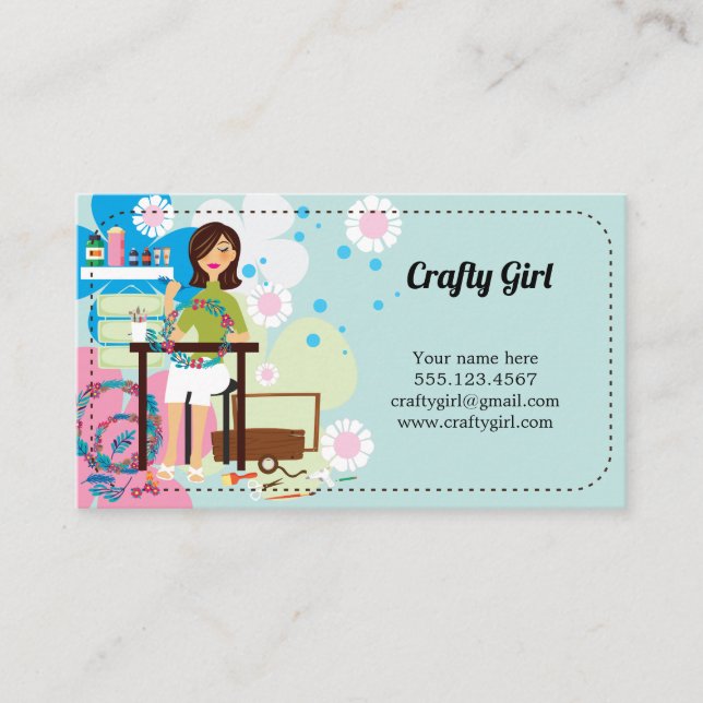 Toppen Crafty Girl-Affärskort Visitkort (Framsida)