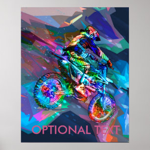 Toppen Crayon Färgad Dirt Bike Downhill Poster
