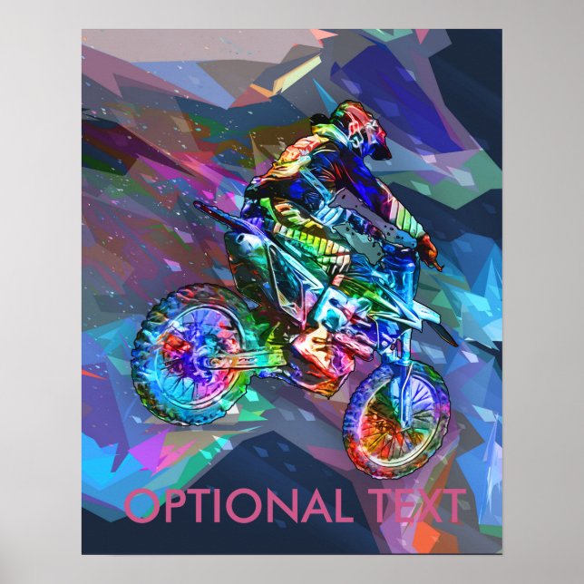 Toppen Crayon Färgad Dirt Bike Downhill Poster (Framsidan)