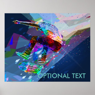 Toppen Crayon Färgad Silhouette Skateboarder Poster